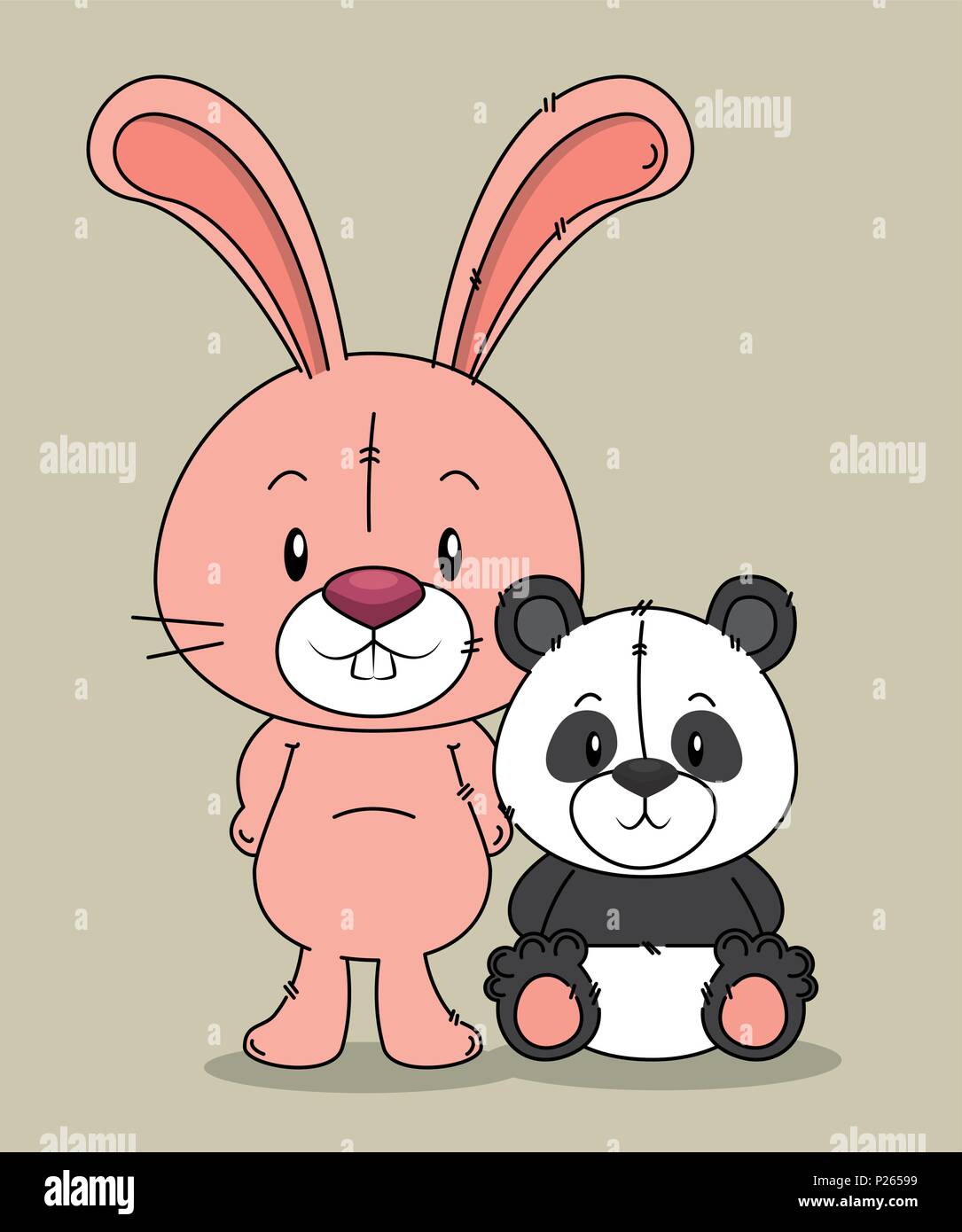 cute bear panda and rabbit characters Stock Vector Image & Art - Alamy