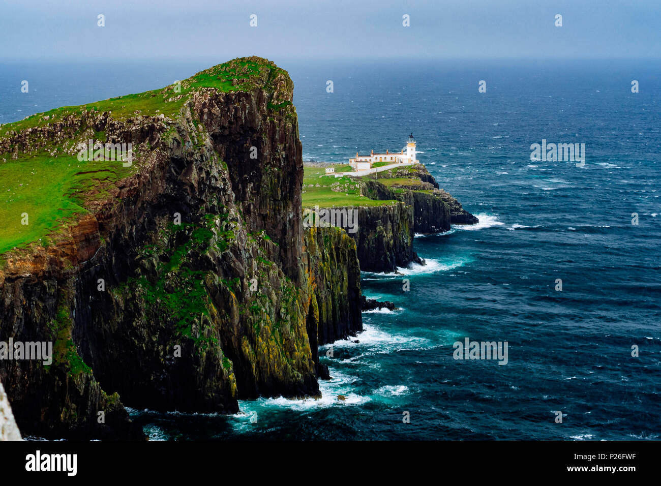 Lighthouse, Neist Point, Isle of Skye, Scotland, Great Britain, Europe Stock Photo