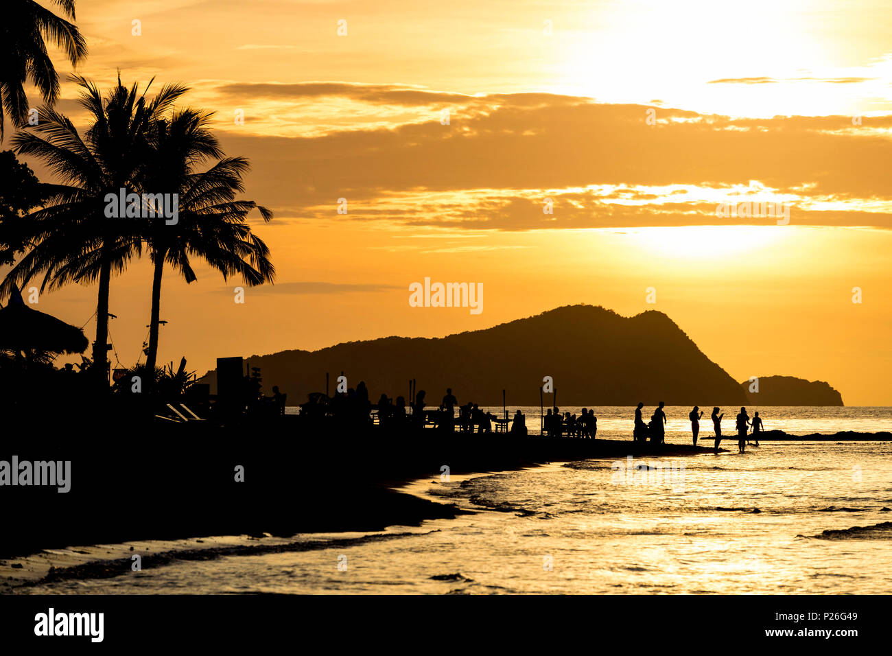 Las Cabanas Beach at sunset, El Nido, Palawan, Philippines Stock Photo