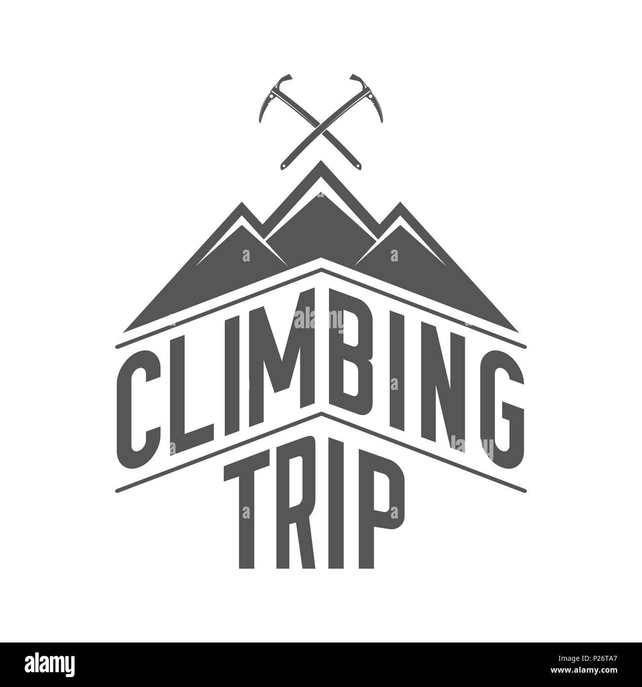 Climbing Trip - Alpine Club Black and White Emblem. Concept for Shirt or Label, Stamp or Tee. Stock Photo