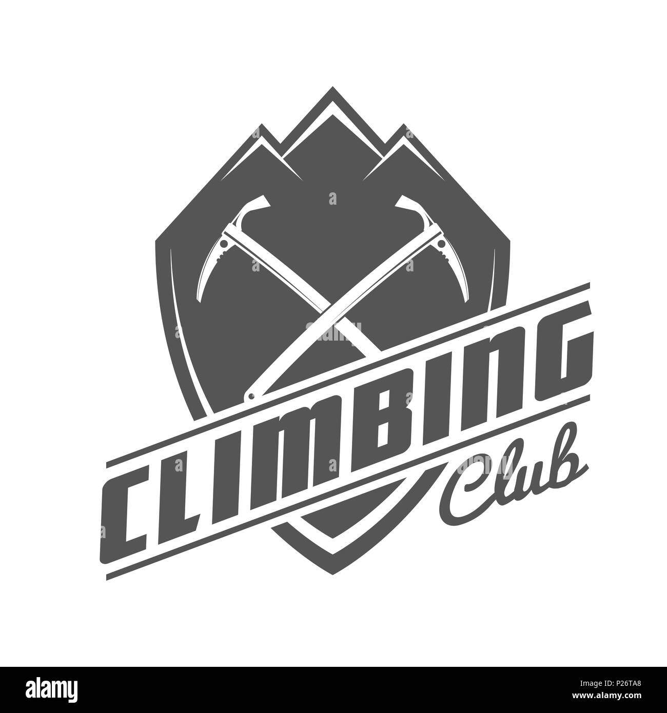 Climbing Club Black and White Emblem. Concept for Shirt or Label, Stamp or Tee. Stock Photo