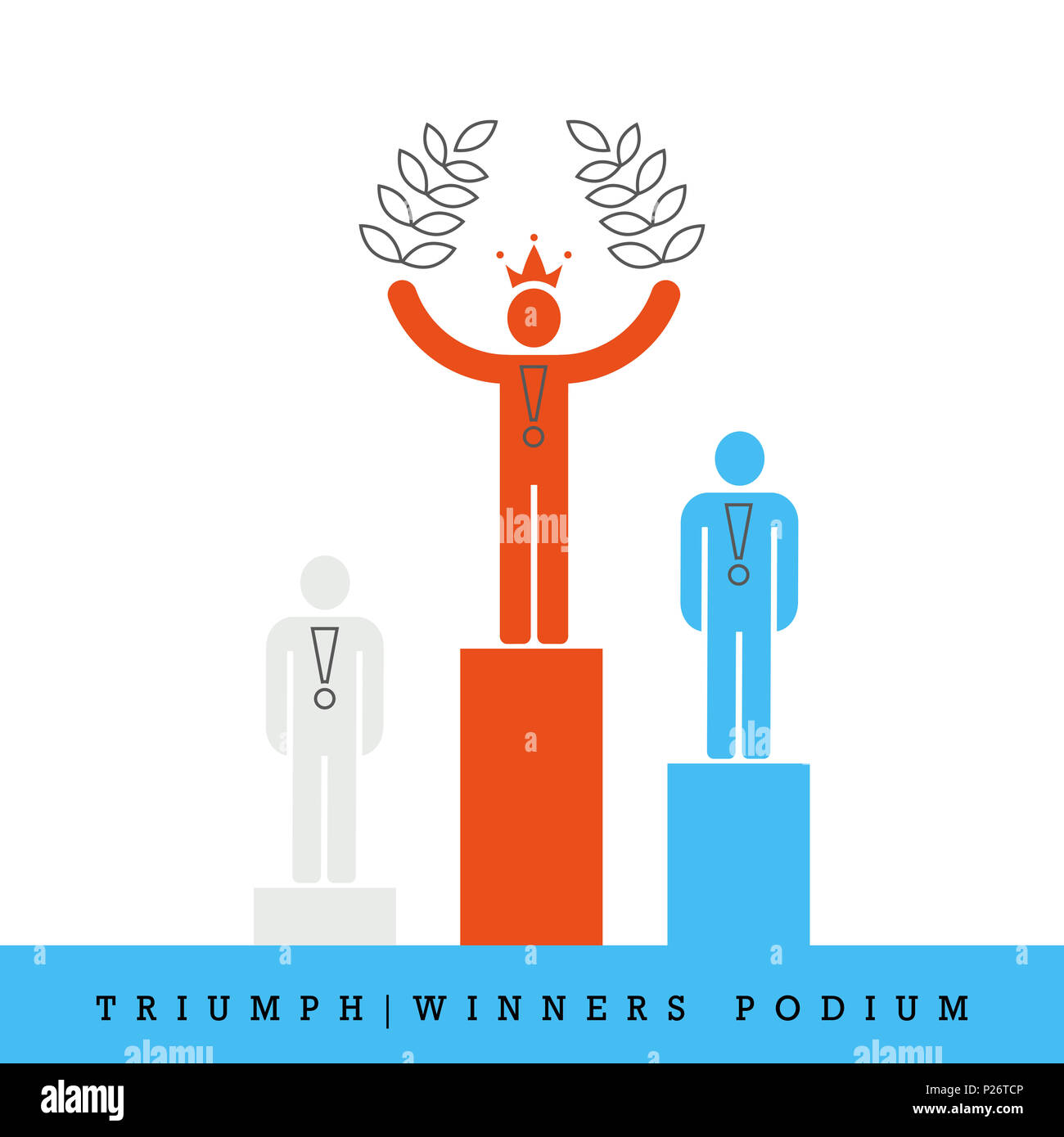 Triumph, Winners Podium Flat Style and Thin Line Icon. First, Second ...