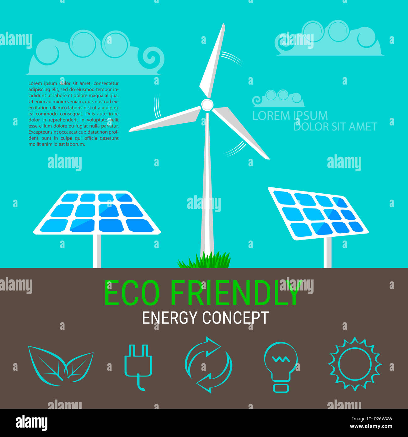 environment ecology infographic elements wind turbine and solar