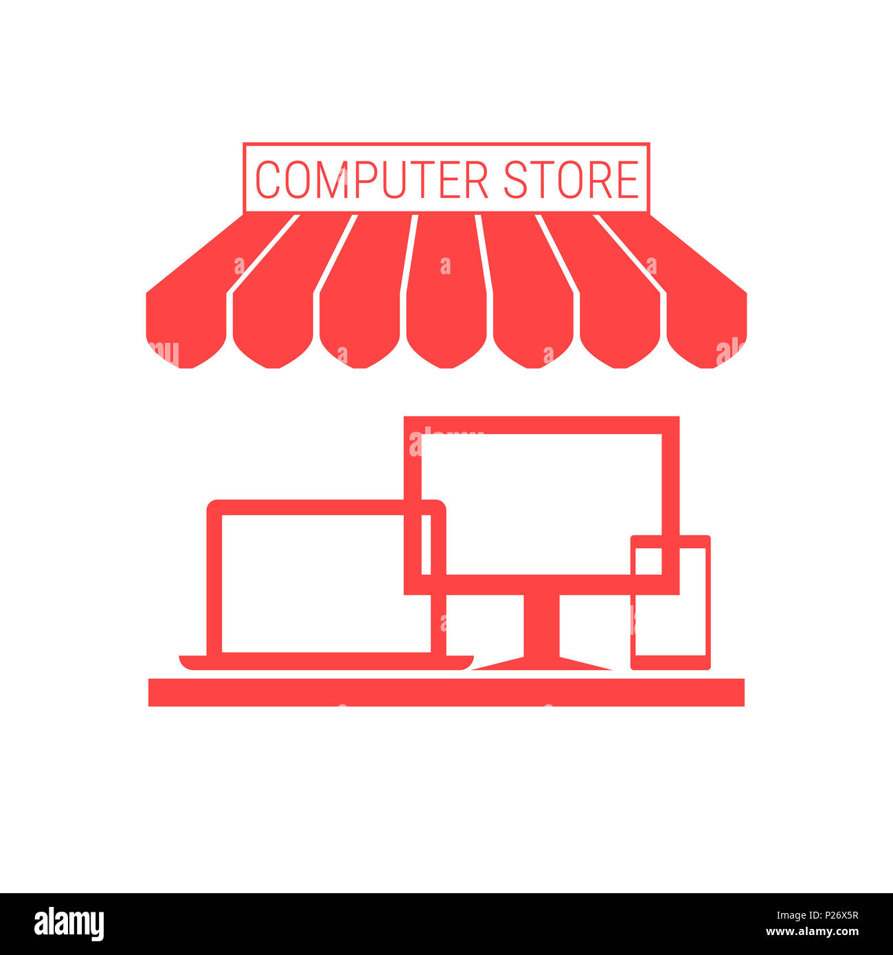 Computer Store Electronic Devices Shop Single Flat Icon Striped Computer Store Electronic Devices Shop Single Flat Icon Striped