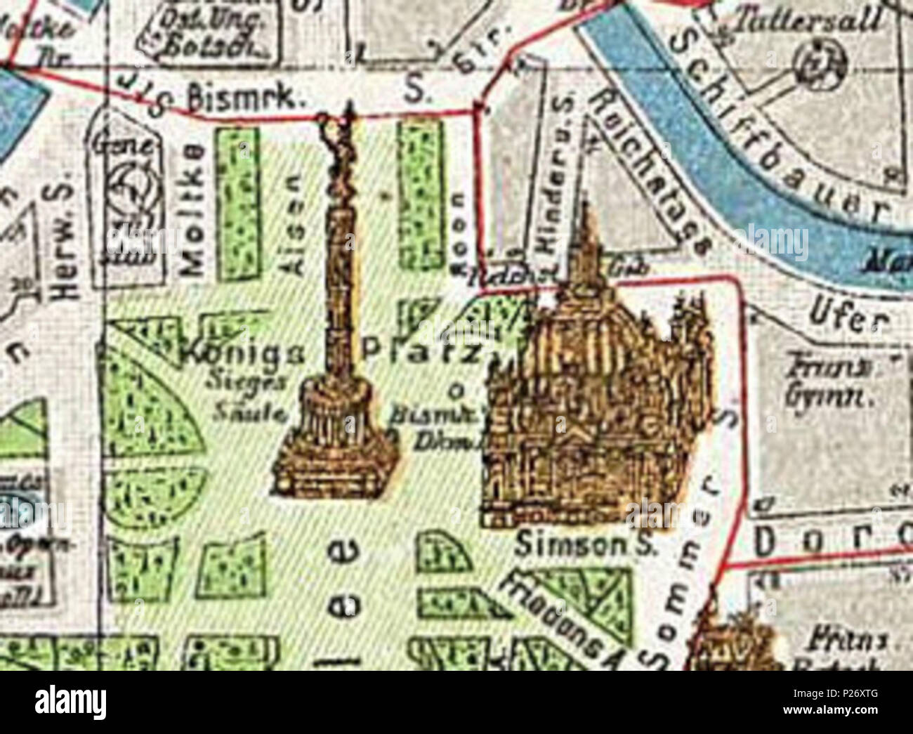 . Reichstag auf dem PHARUS-Plan . 1904 (Erstausgabe 1903). Dr. Cornelius Löwe (* ?; † 1932/33) 31 Berlin Pharus-Plan c1905 Reichstag Stock Photo