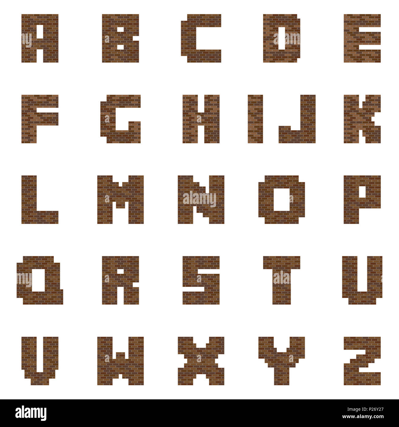 brown brick letters font typeface alphabet stock photo alamy