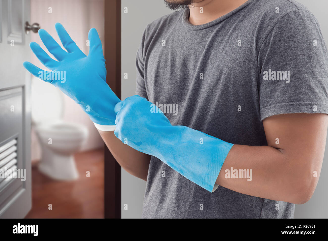 Janitor cleaning toilet hires stock photography and images Alamy