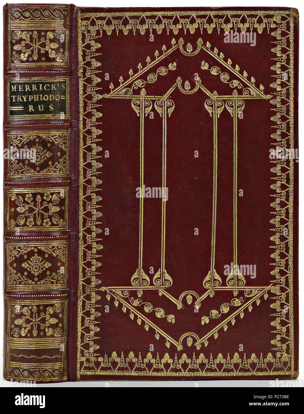 . Band van rood marokijn .  Nederlands: Inhoud: Tryphiodorus. The destruction of Troy, being the sequal of the Iliad. Transl. from the Greek ... by J. Merrick. Oxford, printed at the Theatre, [1739]. 8vo. Gr. pap. . 1739-1741; 29 Band van rood marokijn-KONB12-1746E24 Stock Photo