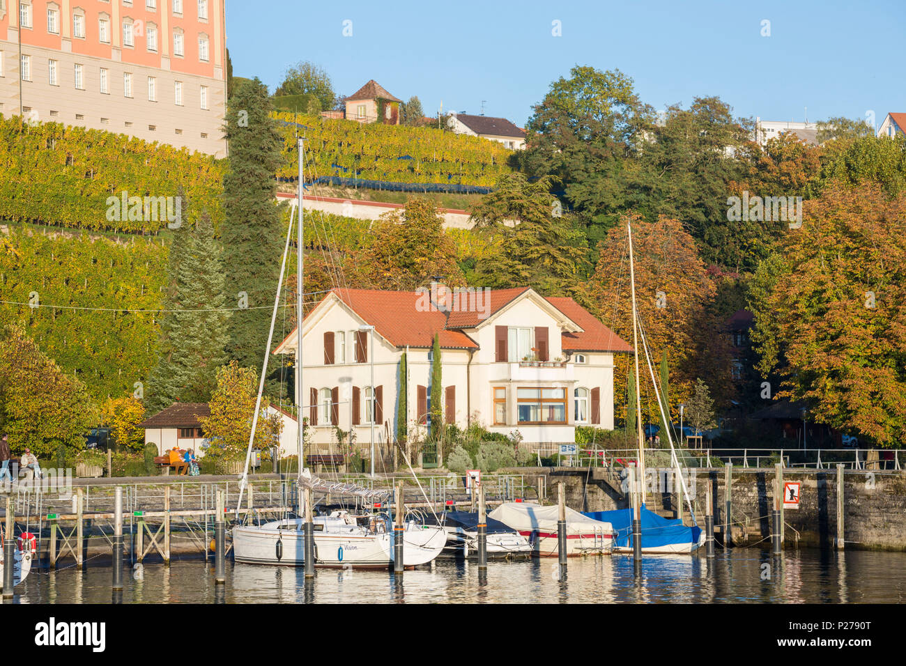 Little harbour on Lake Constance. Meersburg, Baden-Württemberg, Germany. Stock Photo