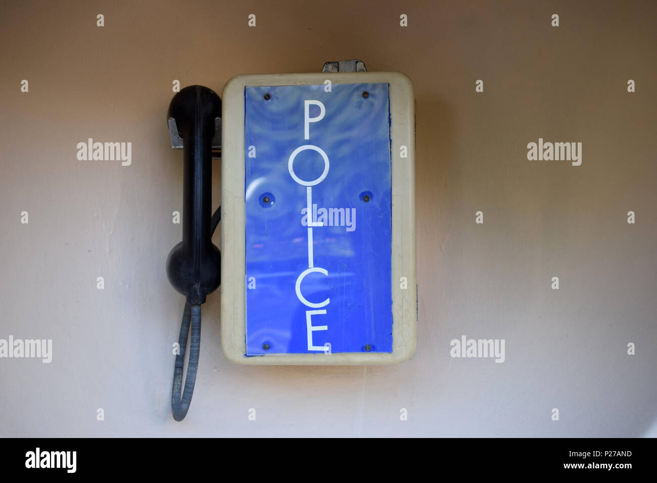 retro telephone police Stock Photo