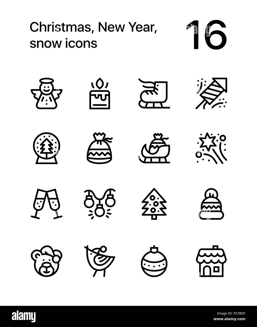 Merry Christmas and Happy New Year icons for web and mobile design pack ...