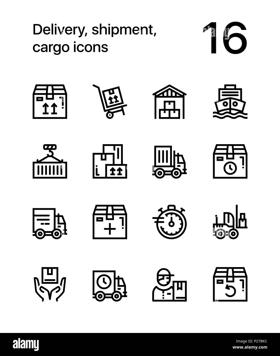 Delivery, shipment, cargo icons for web and mobile design pack 1 Stock Vector