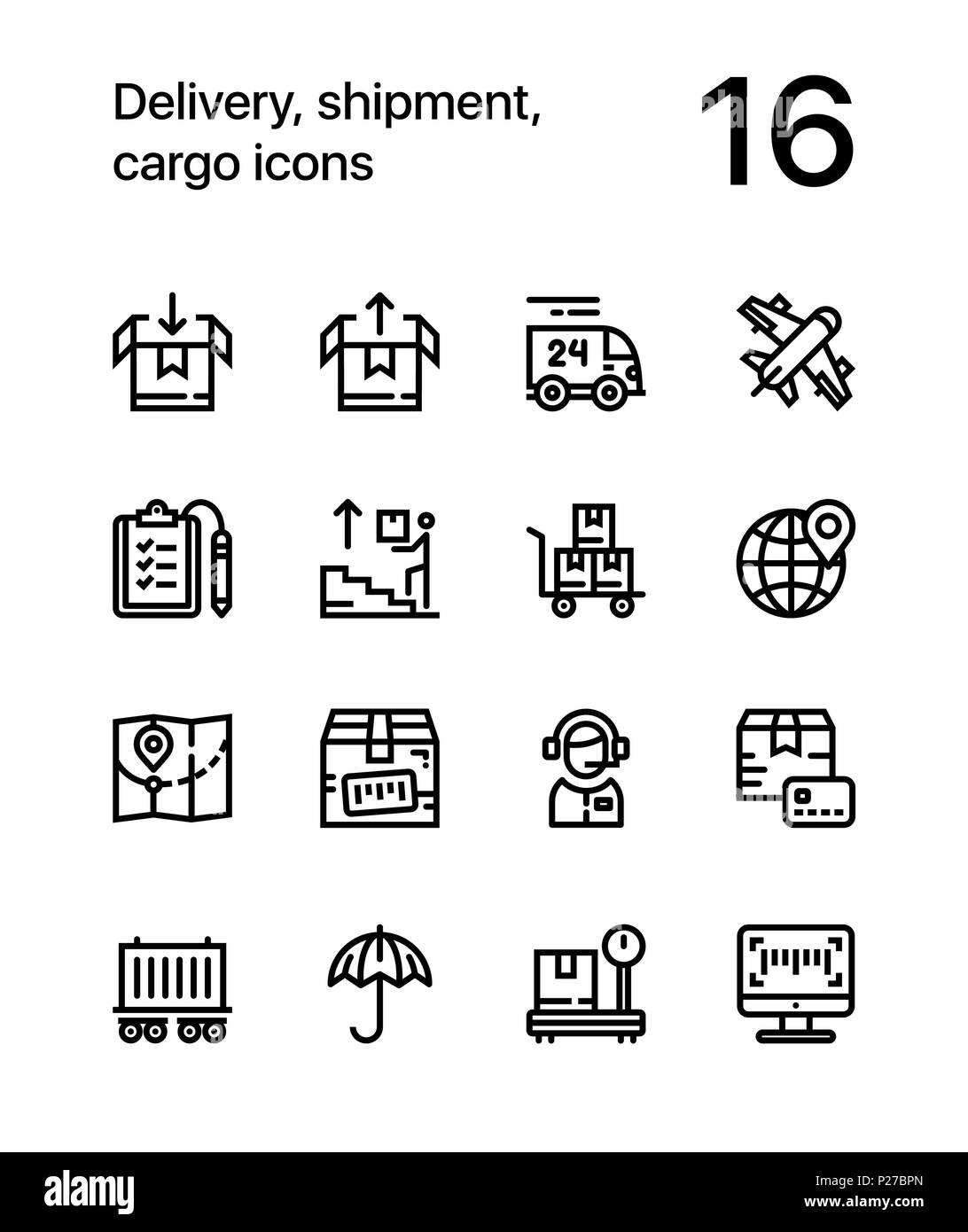 Delivery, shipment, cargo icons for web and mobile design pack 2 Stock Vector