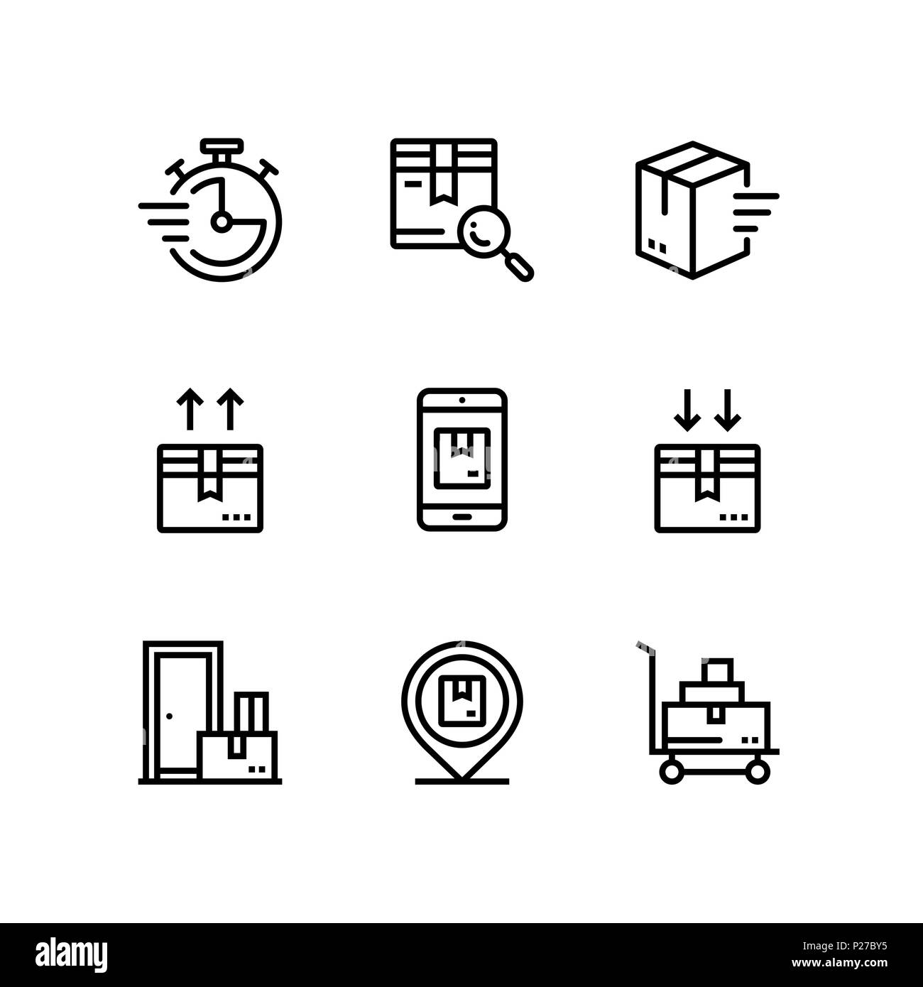 Delivery, shipment, cargo icons for web and mobile design pack 3 Stock Vector