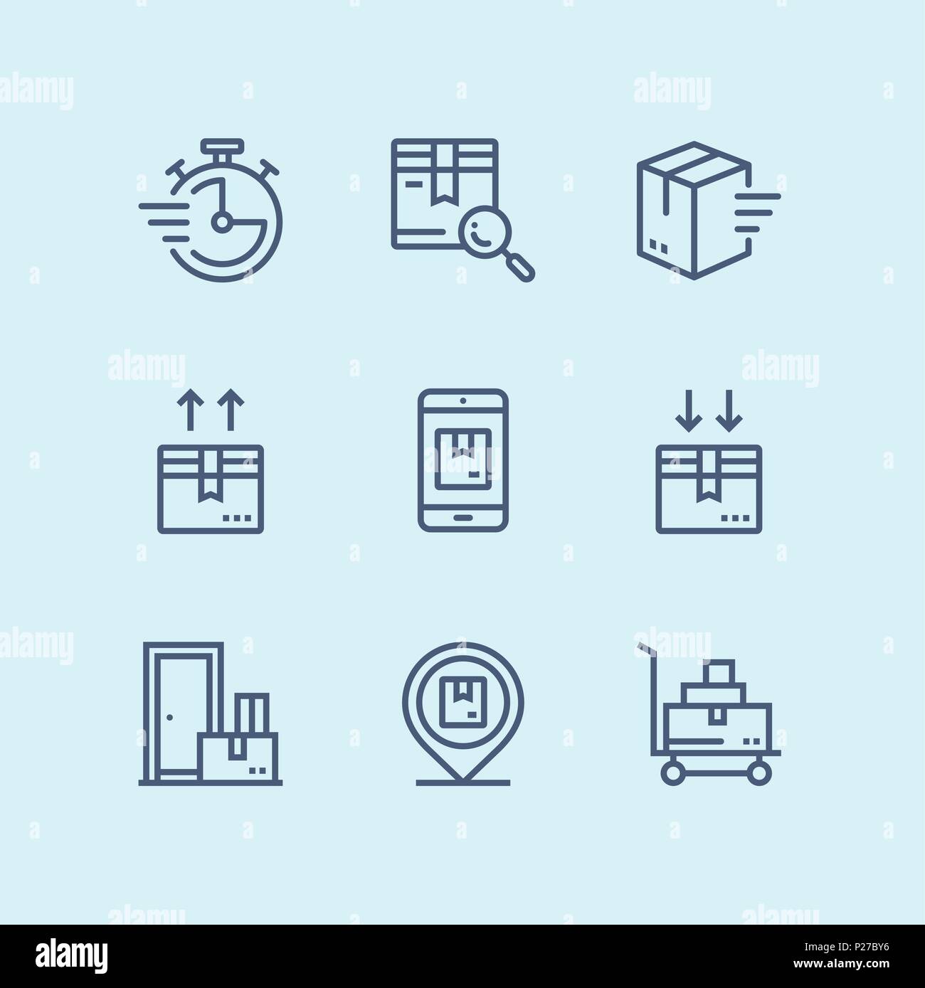 Outline Delivery, shipment, cargo icons for web and mobile design pack 3 Stock Vector
