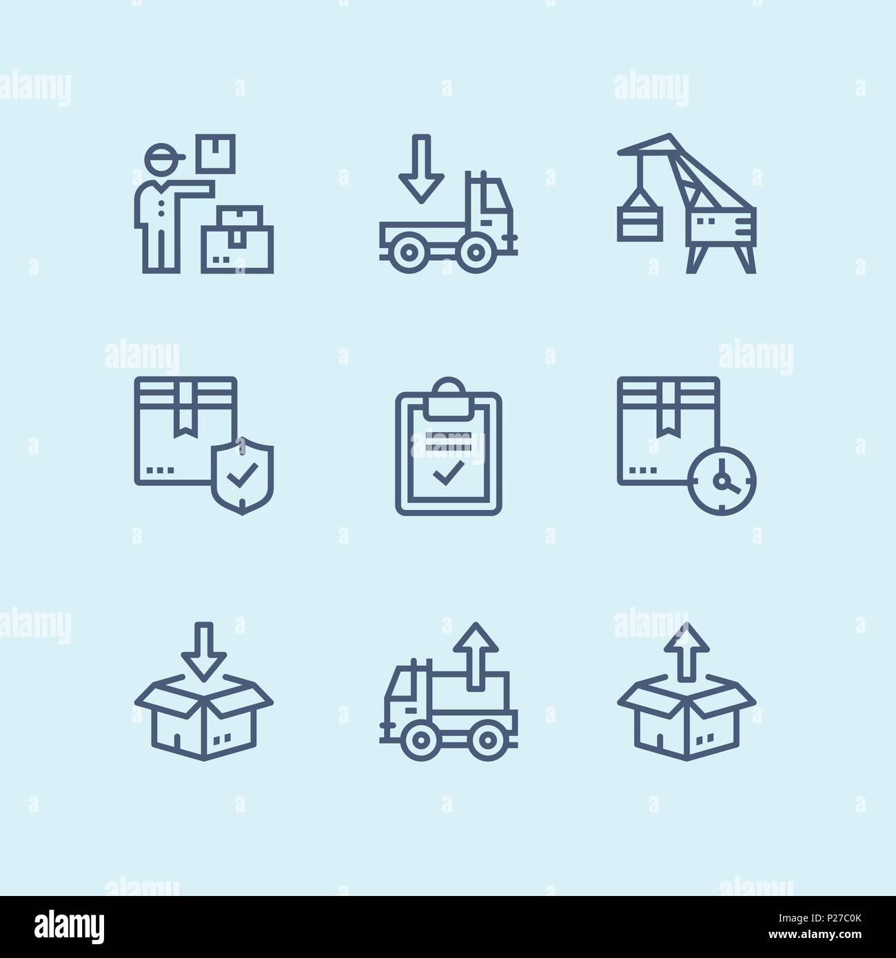 Outline Delivery, shipment, cargo icons for web and mobile design pack 5 Stock Vector