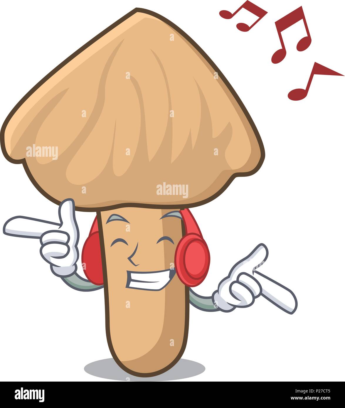 Listening music inocybe mushroom mascot cartoon Stock Vector Image