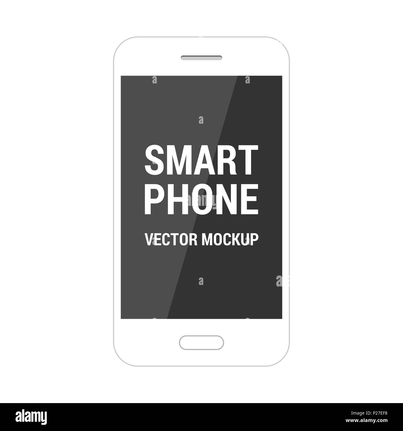 White isolated smartphone vector flat mockup on white background Stock ...