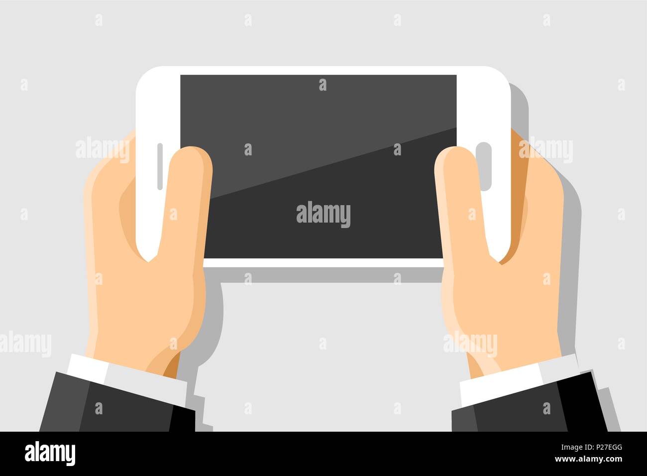 Human hands horizontally holding vector mockup illustration modern ...