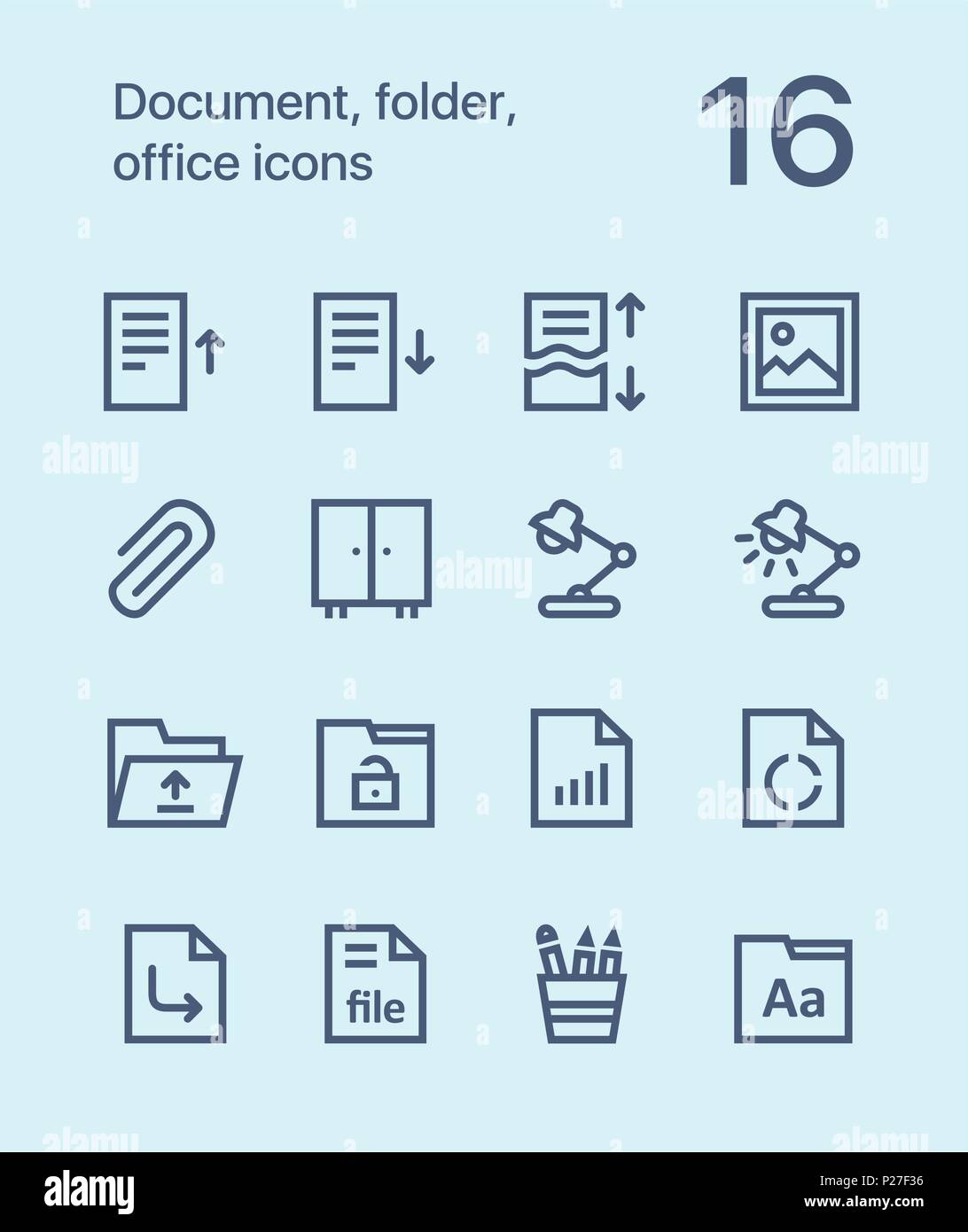 Outline Document, folder, office icons for web and mobile design pack 2