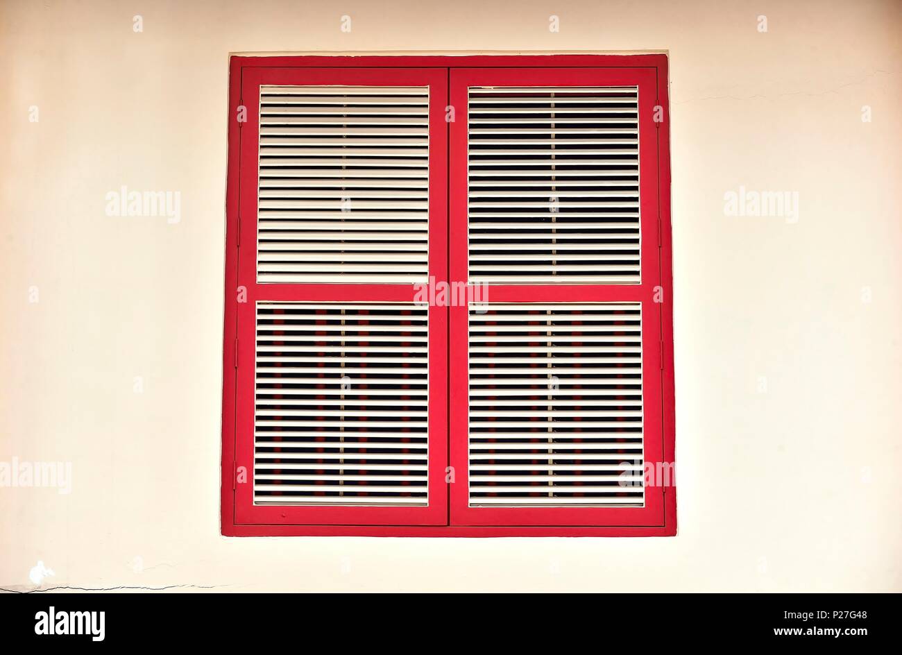 Vintage window with antique red wooden shutters isolated on the ...