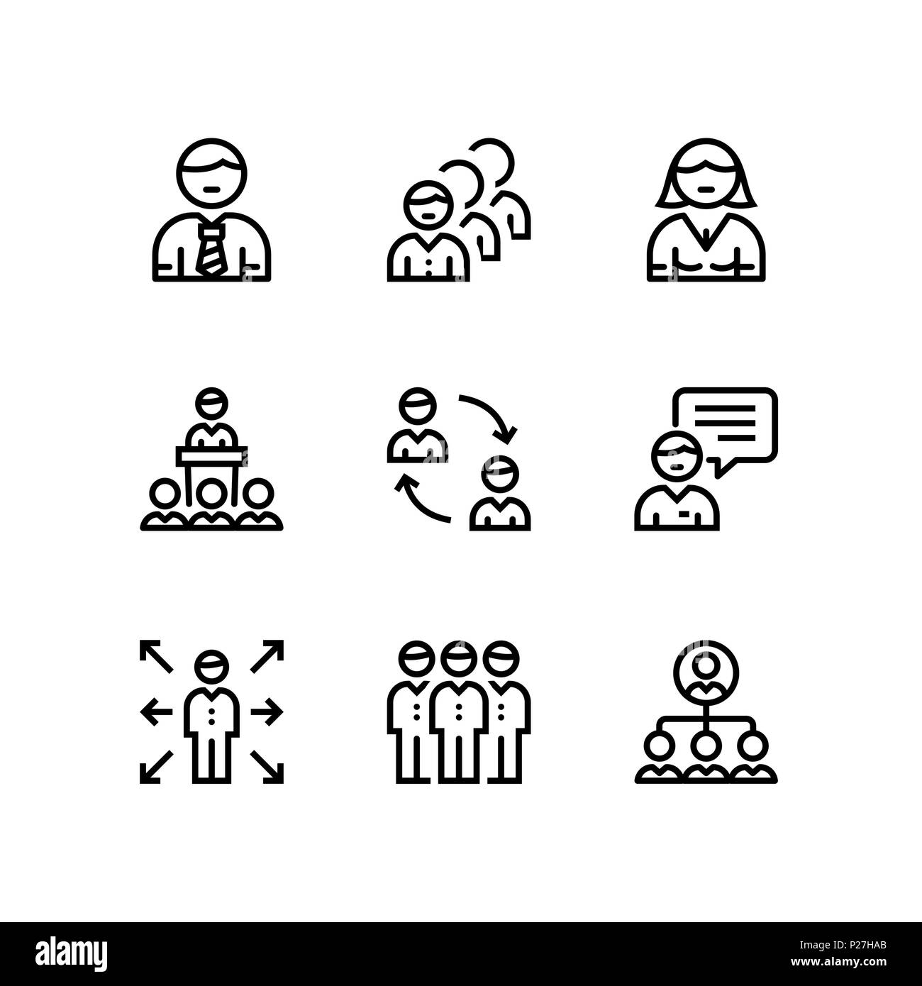 Business people, meeting, team work vector simple icons for web and mobile design pack 1 Stock Vector