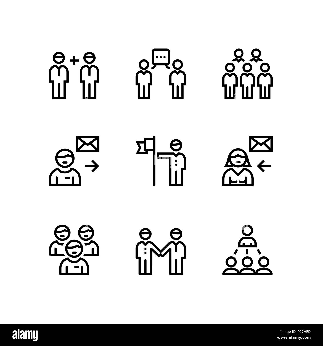 Business people, meeting, team work vector simple icons for web and mobile design pack 2 Stock Vector