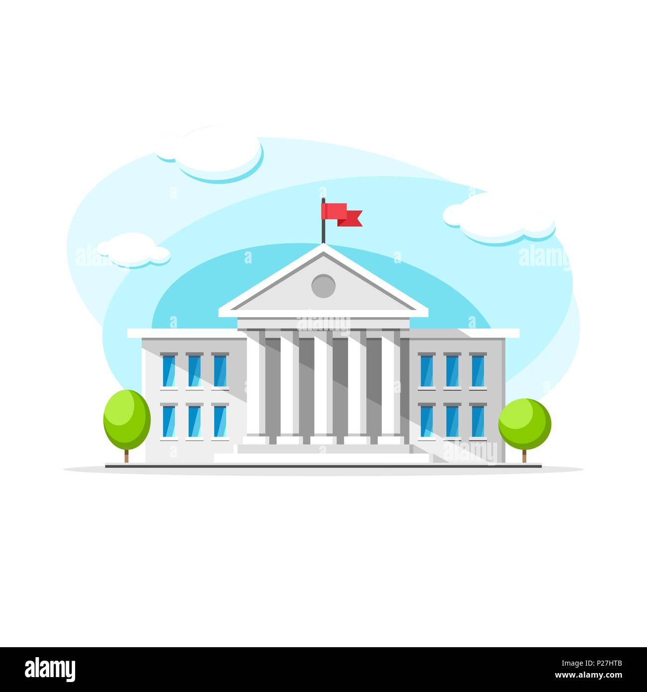 Flat vector parliament building colorful illustration. City house, apartment, residential object on isolated white background Stock Vector