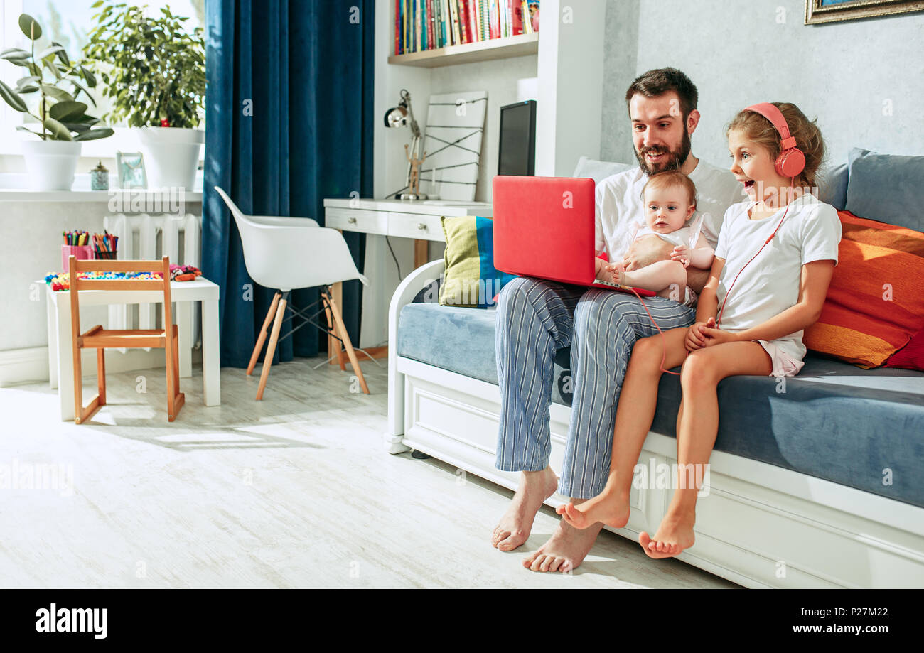 father and his daughters at home Stock Photo - Alamy