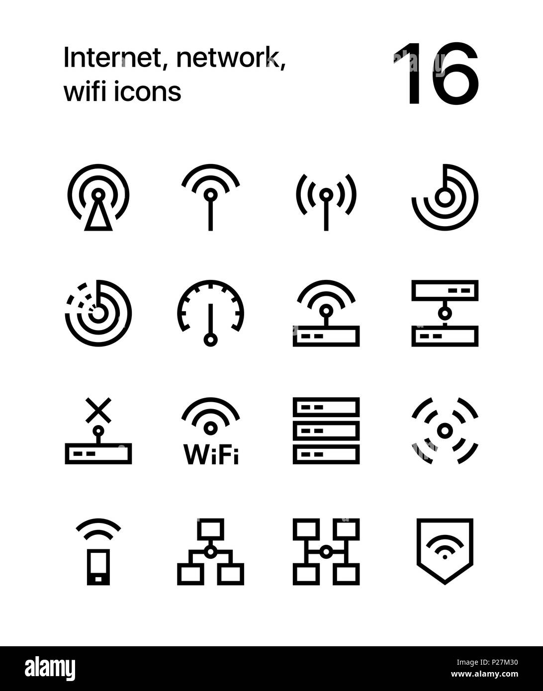 Internet, network, wifi icons for web and mobile design pack 1 Stock Vector