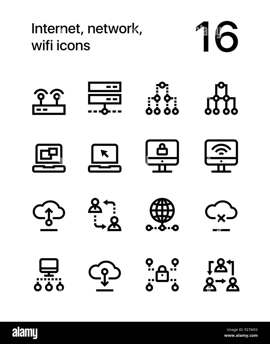 Internet, network, wifi icons for web and mobile design pack 2 Stock Vector