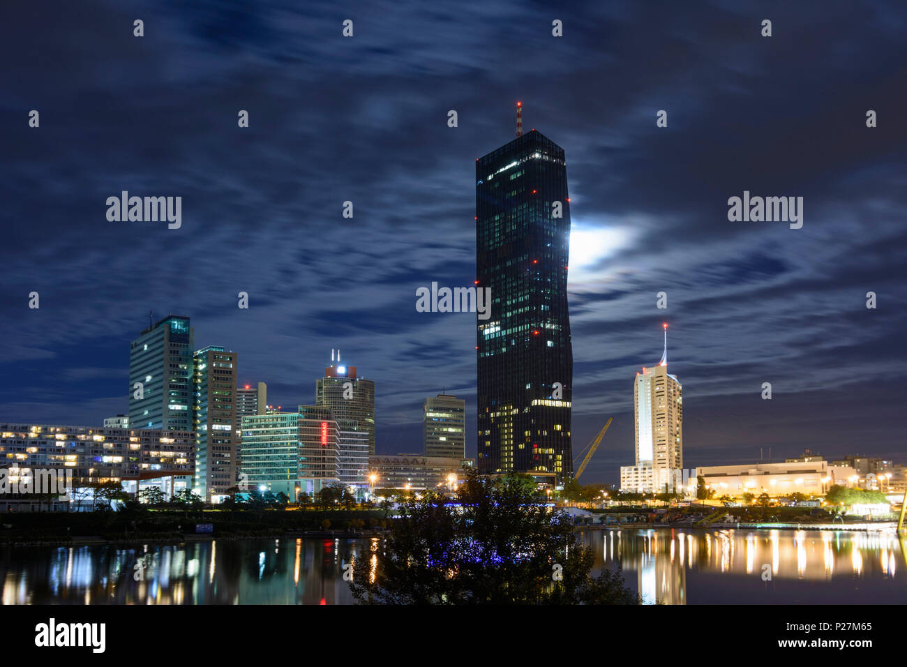 Vienna, Neue Donau (New Danube), DC Tower 1, highrise Hochhaus Neue Donau, Donaucity, 22. Donaustadt, Wien, Austria Stock Photo