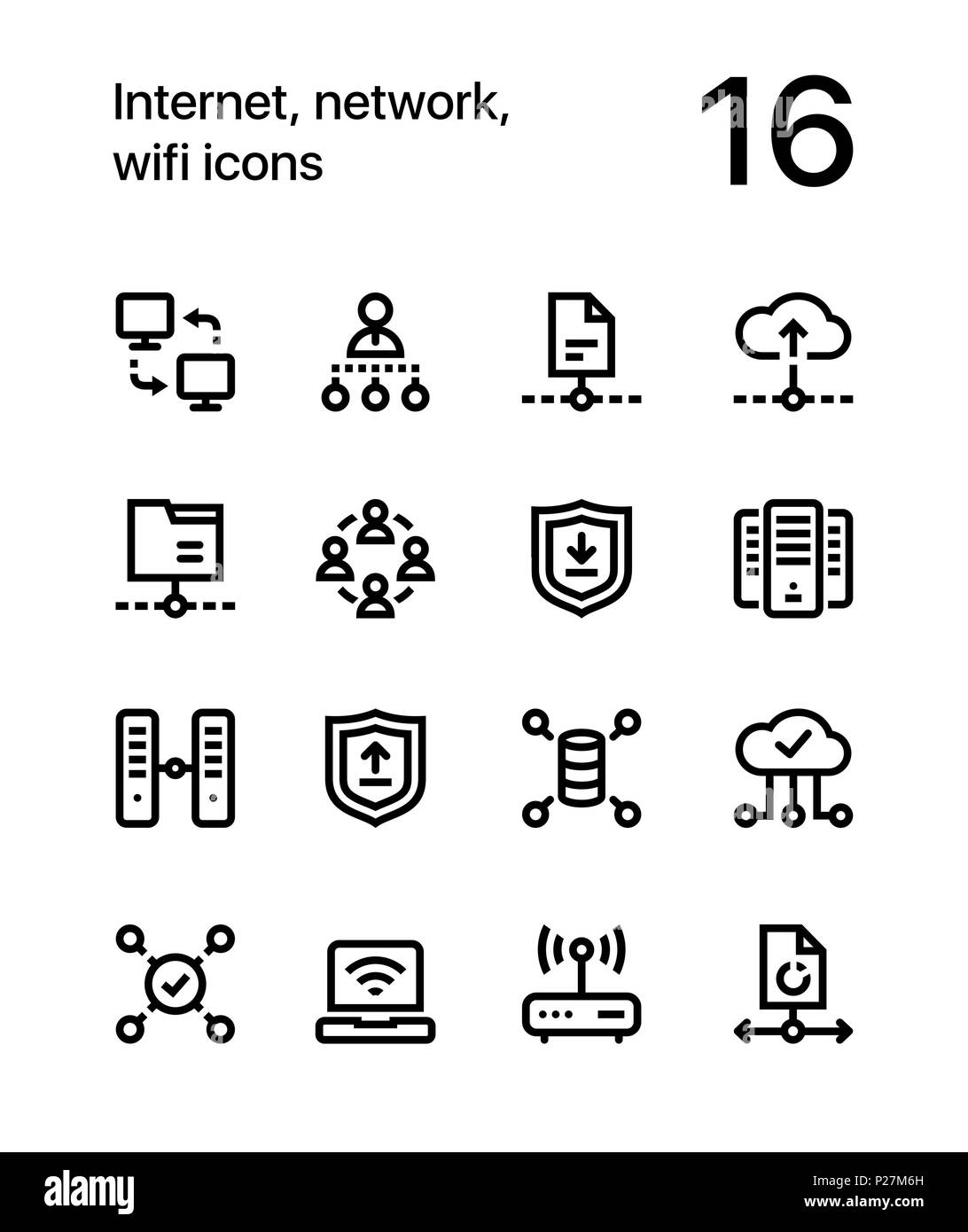 Internet, network, wifi icons for web and mobile design pack 3 Stock Vector