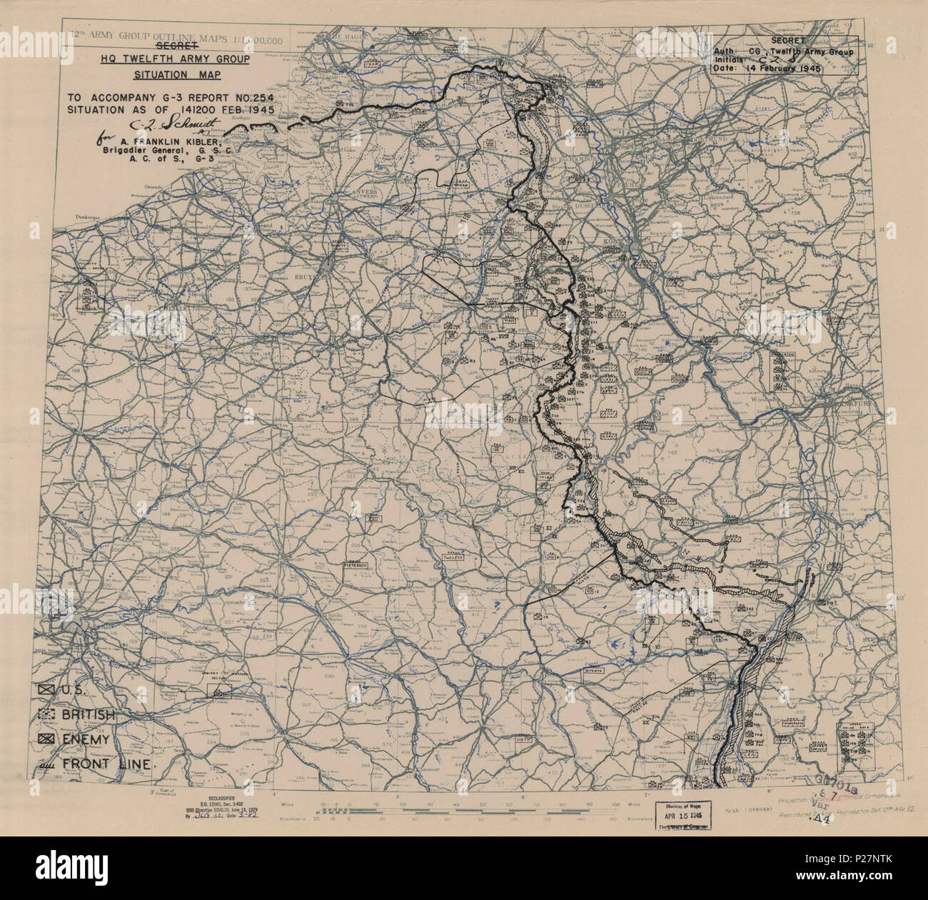 (February 14, 1945), HQ Twelfth Army Group situation map. LOC ...