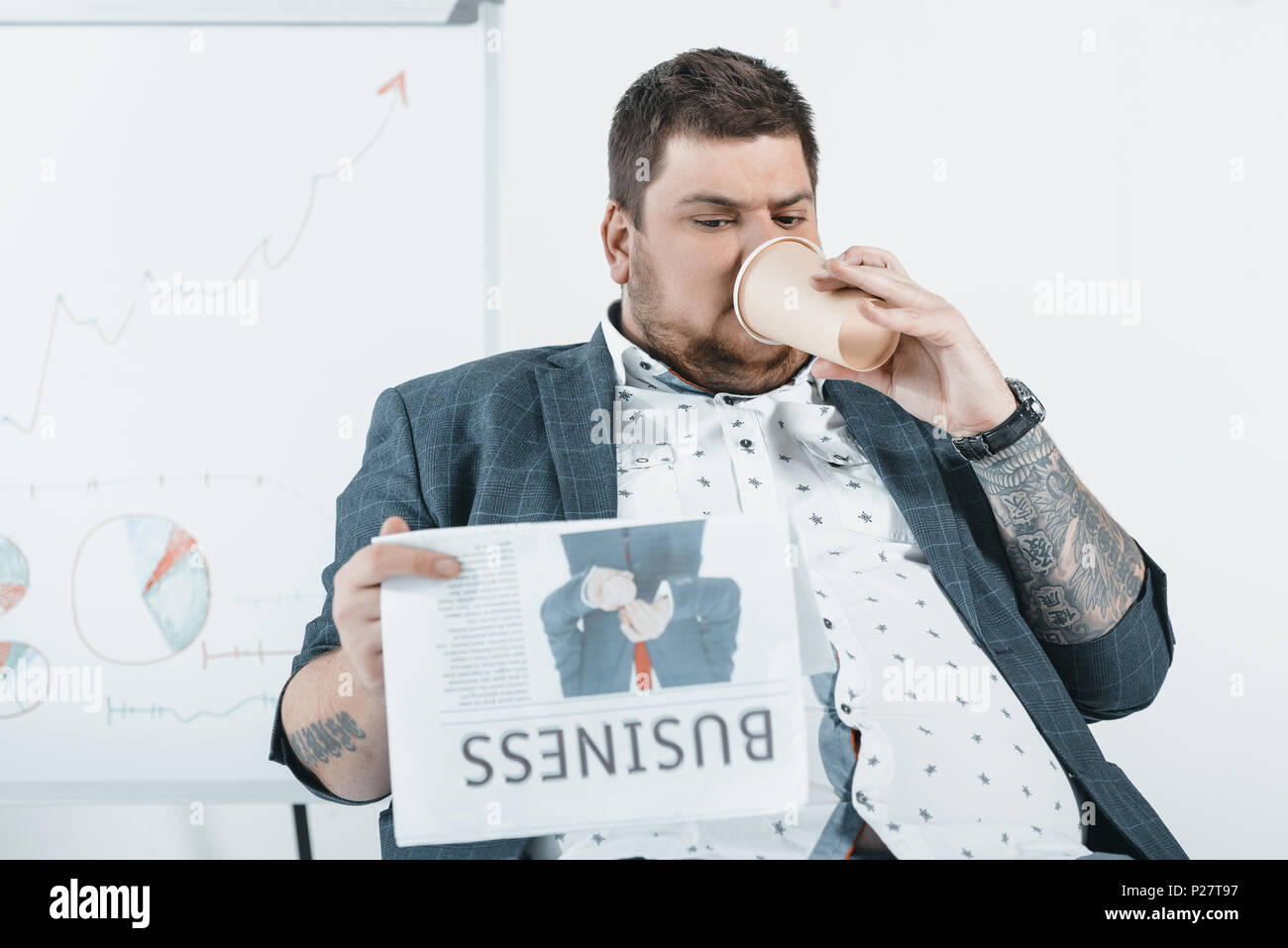 Fat man drinking coffee hires stock photography and images Alamy