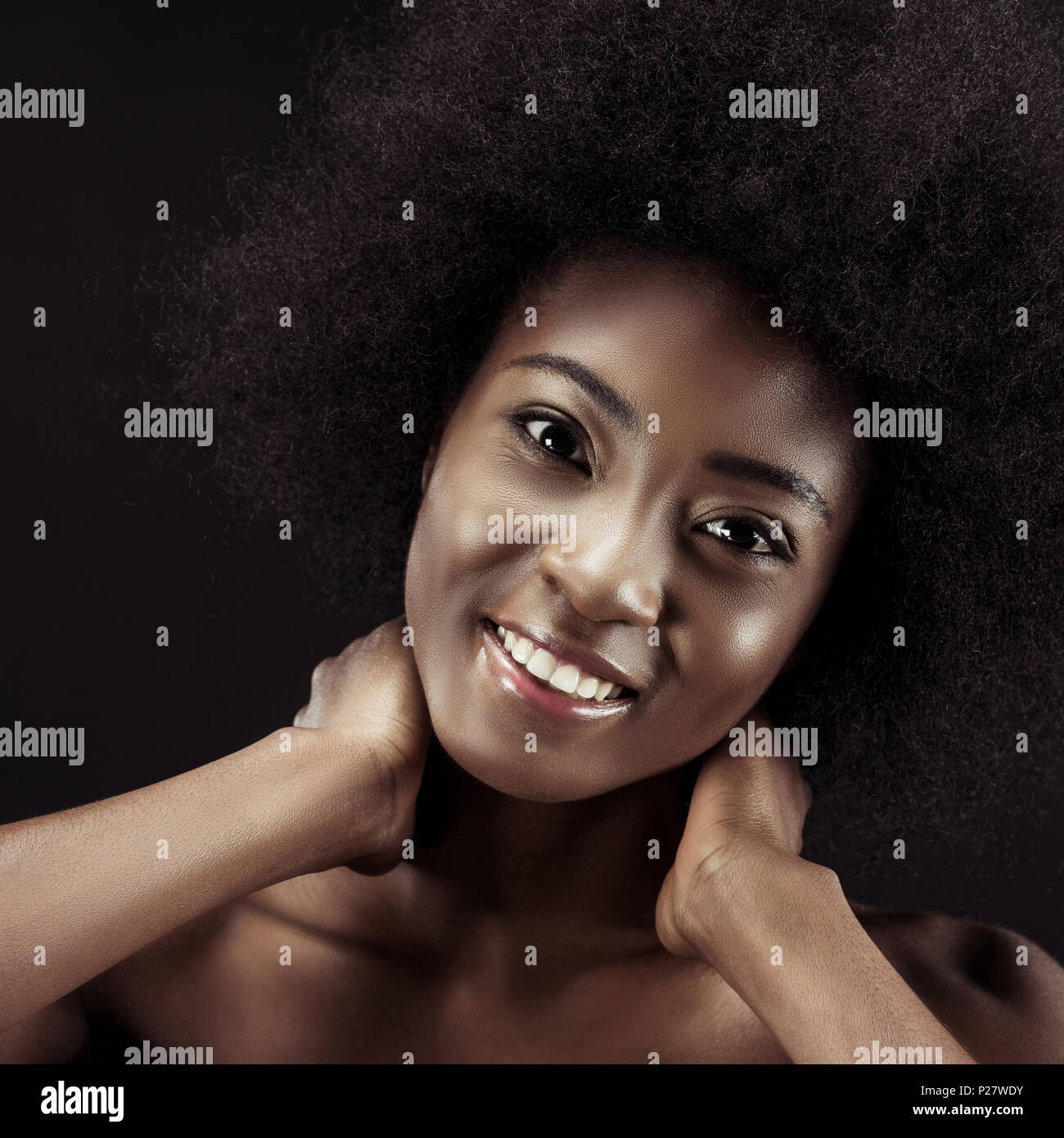 Woman holding her neck hi-res stock photography and images - Alamy