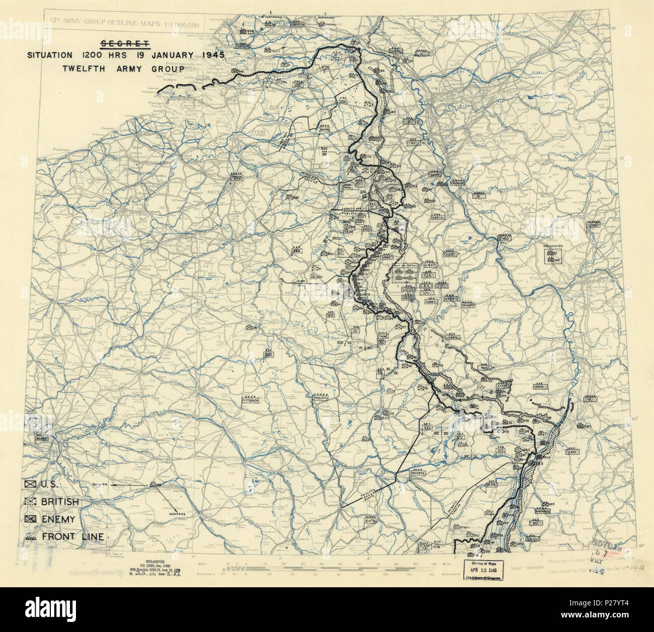 (January 19, 1945), HQ Twelfth Army Group situation map. LOC 2004630322 ...