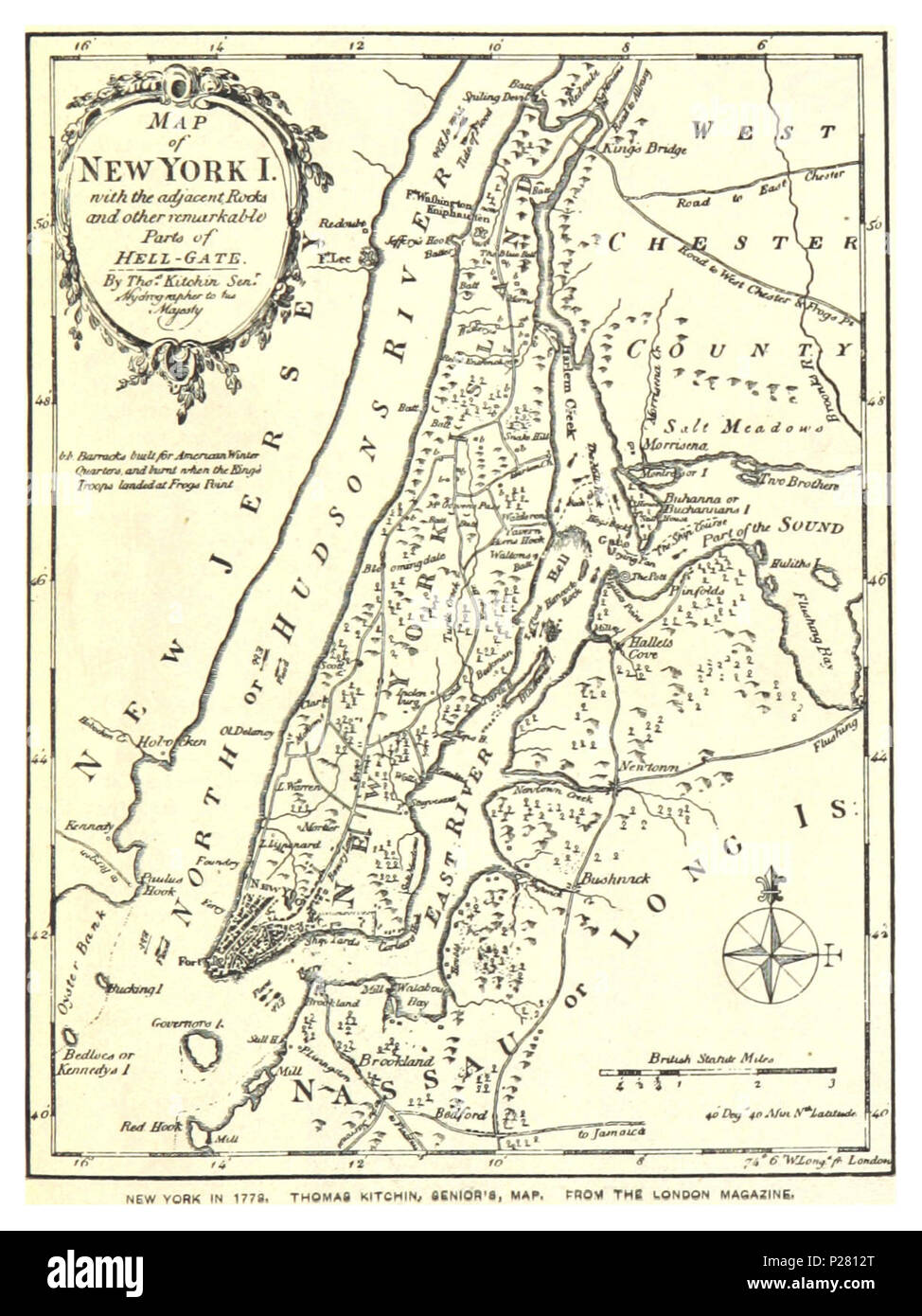 (King1893NYC) pg021 THOMAS KITCHIN (SENIOR'S) NEW YORK IN 1778, FROM THE LONDON MAGAZINE. Stock Photo