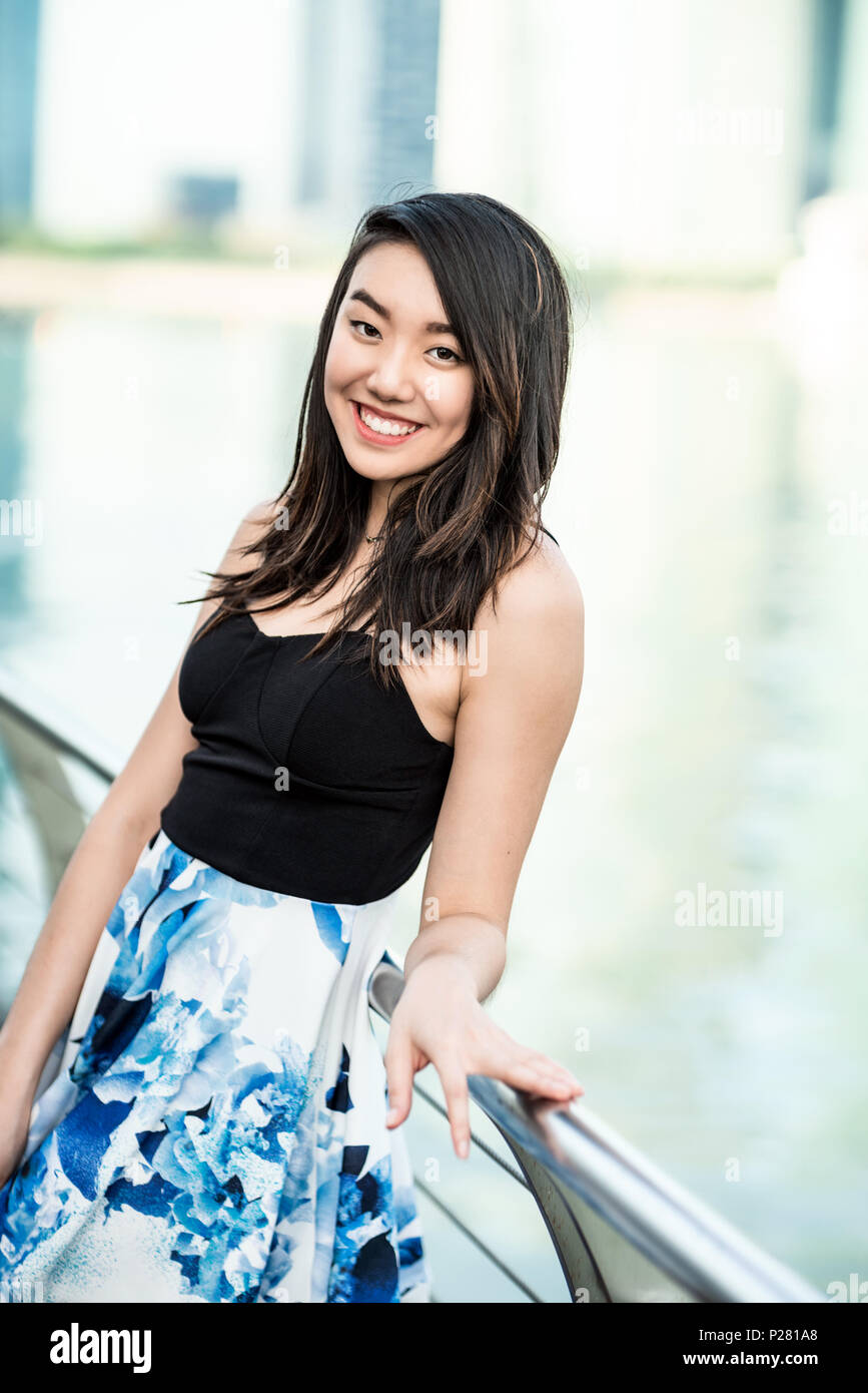 Portrait of a Beautiful Young Asian Girl Smiling Stock Photo