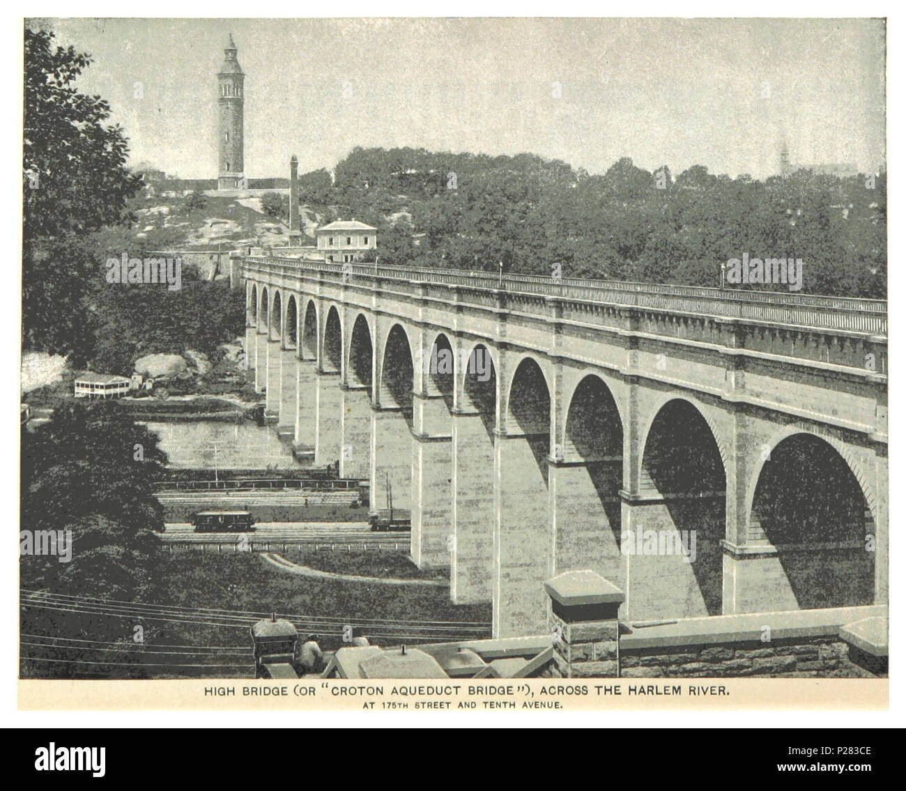 (King1893NYC) pg197 CROTON AQUEDUCT BRIDGE (OR HIGH BRIDGE), ACROSS THE HARLEM RIVER. Stock Photo