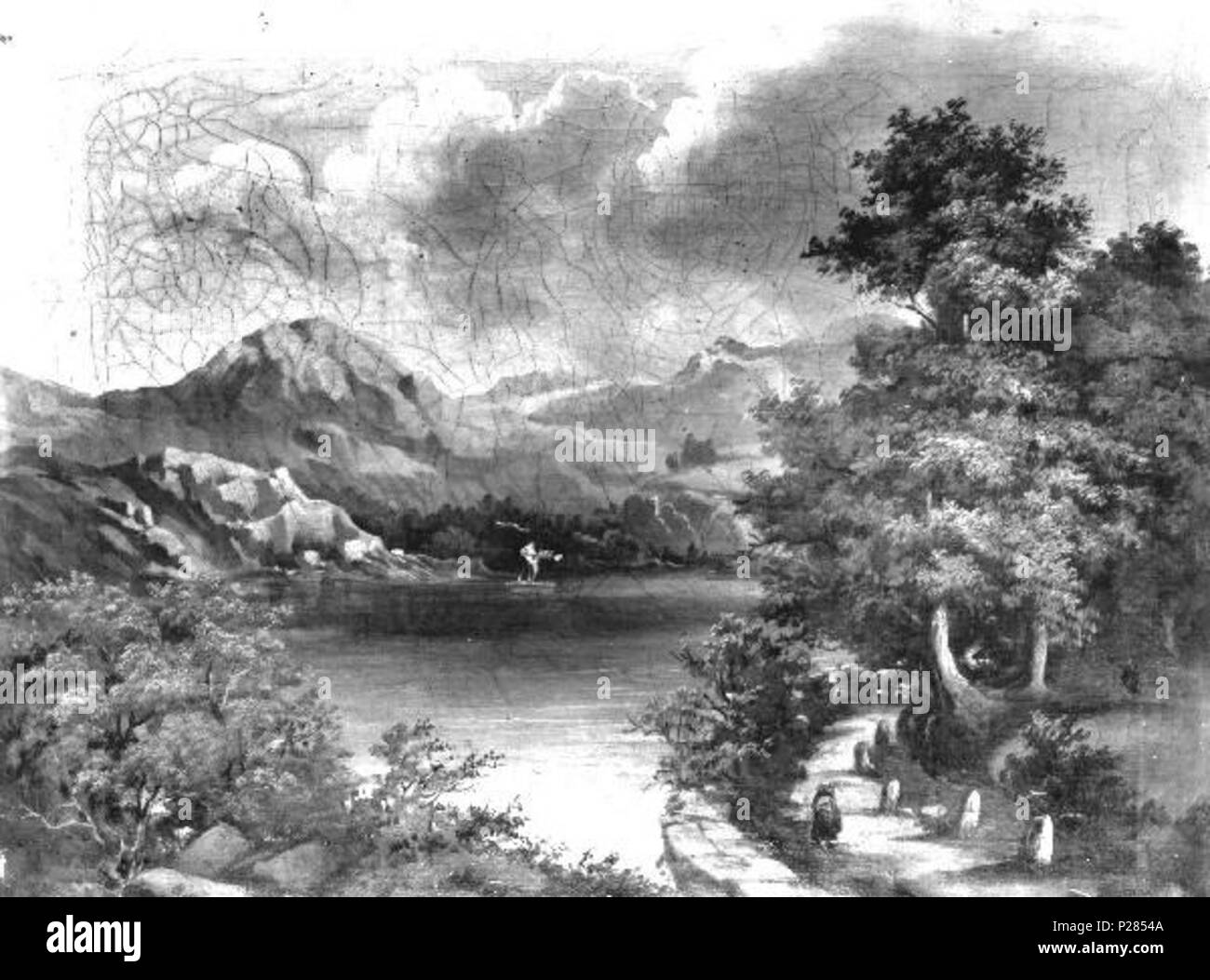 .  Čeština: Alpská krajina s jezerem . 19th century 126 Frantisek Skala - Alpska krajina s jezerem Stock Photo