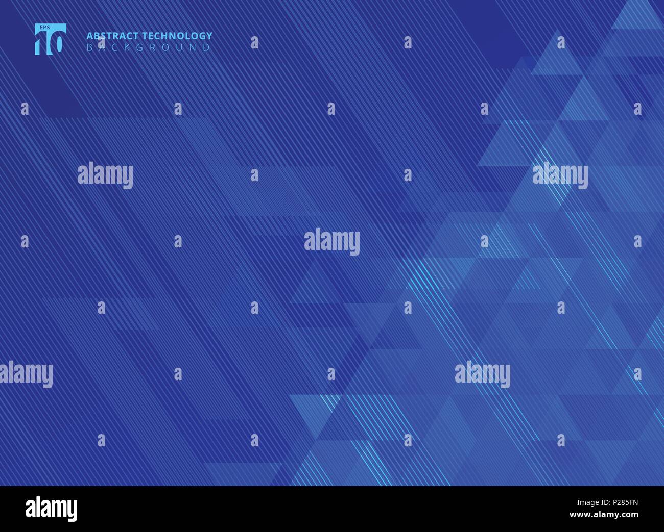 Abstract lines and triangles pattern technology on blue gradients ...