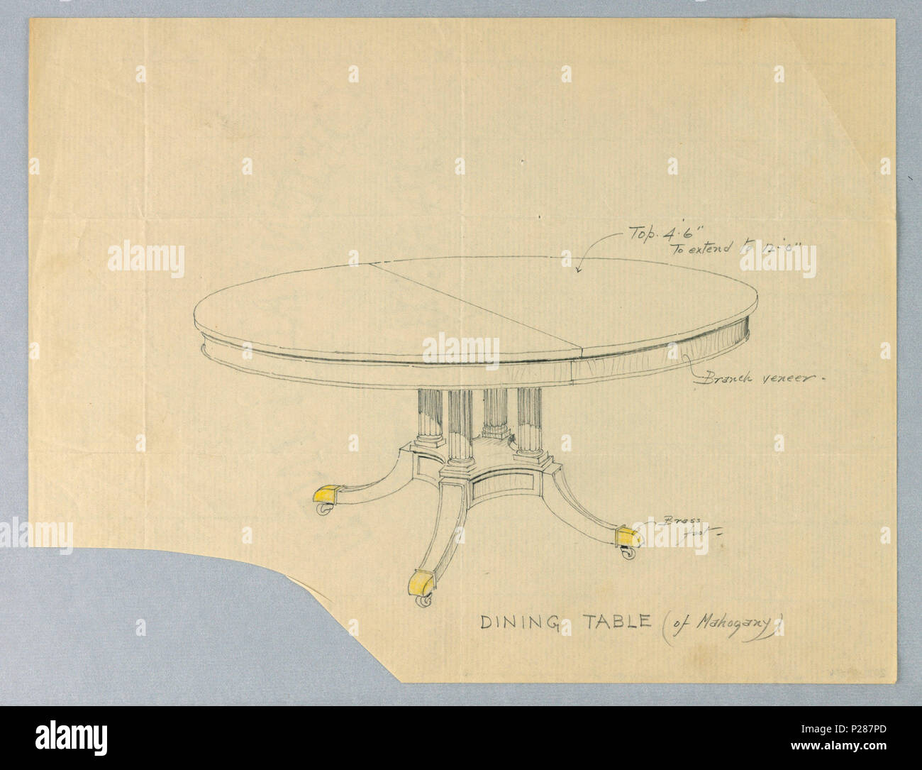 101 Drawing, Design for Dining Table of Mahogany on Column-Like Supports, 1900–05 (CH 18680747) Stock Photo