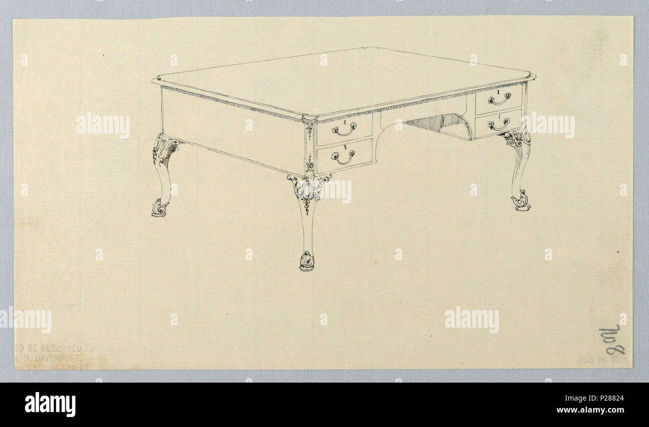102 Drawing, Design for Rectangular Writing Table No. 8 with Four ...