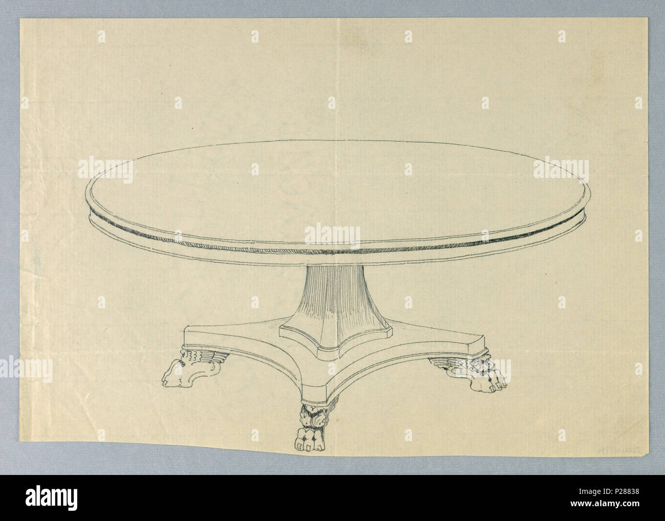 102 Drawing, Design for Round Dining Table on Winged Animal Paw Feet, 1900–05 (CH 18680917) Stock Photo