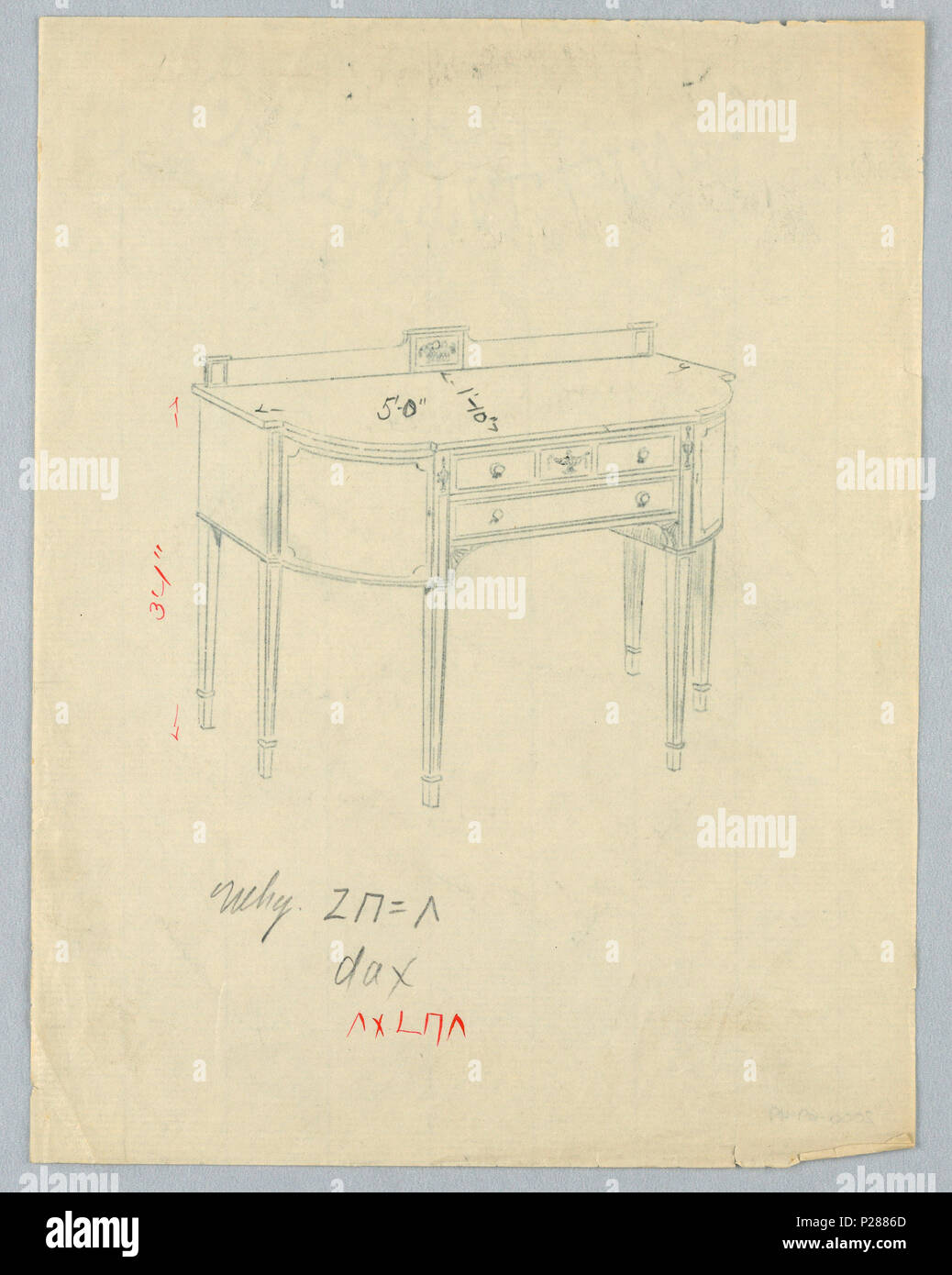 103 Drawing, Design for Sideboard with Neo-Classical Vase Motifs, 1900–05 (CH 18680629) Stock Photo