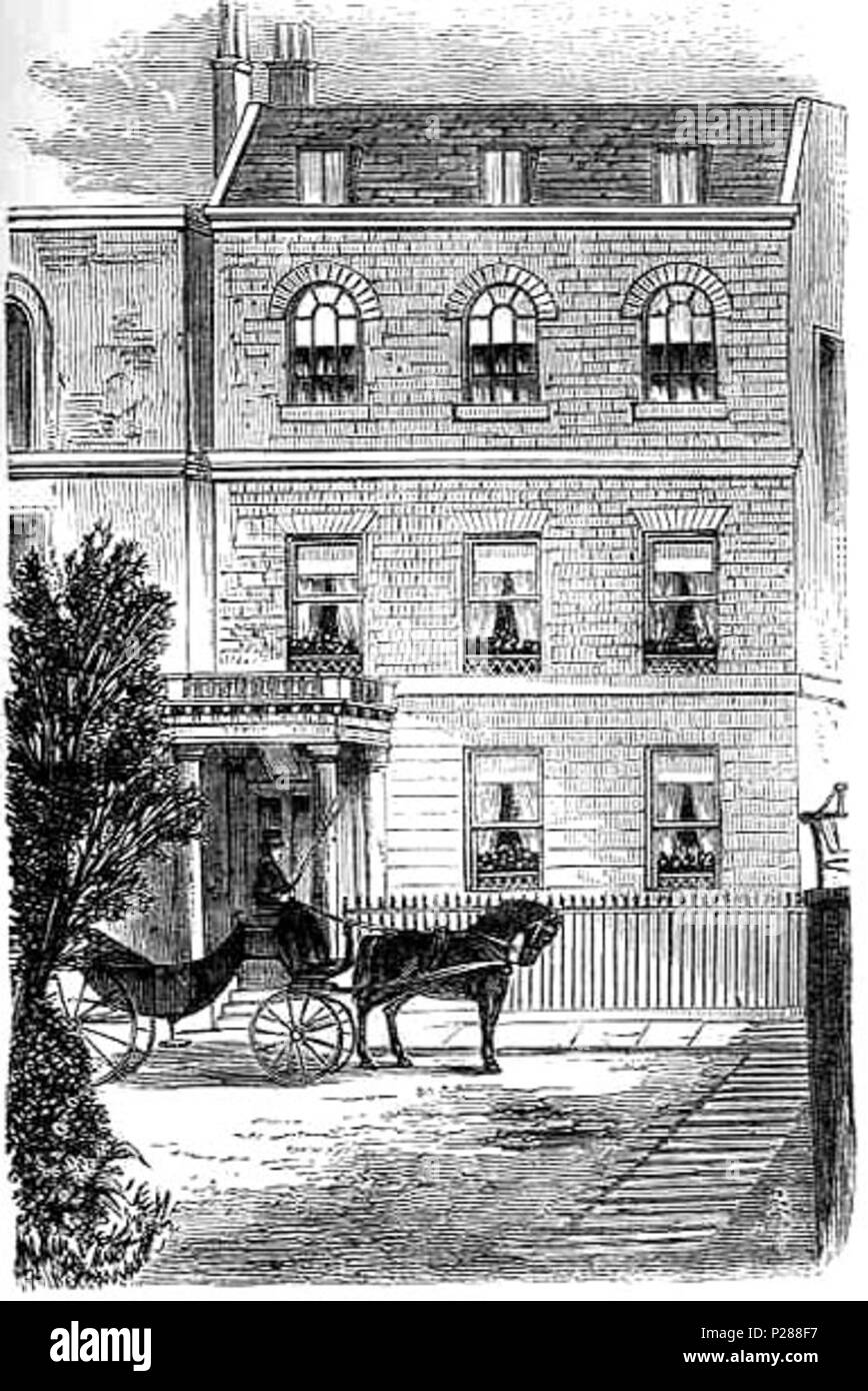 . English: Print of Tavistock House . circa 1870. Unknown 301 Tavistock-house Stock Photo