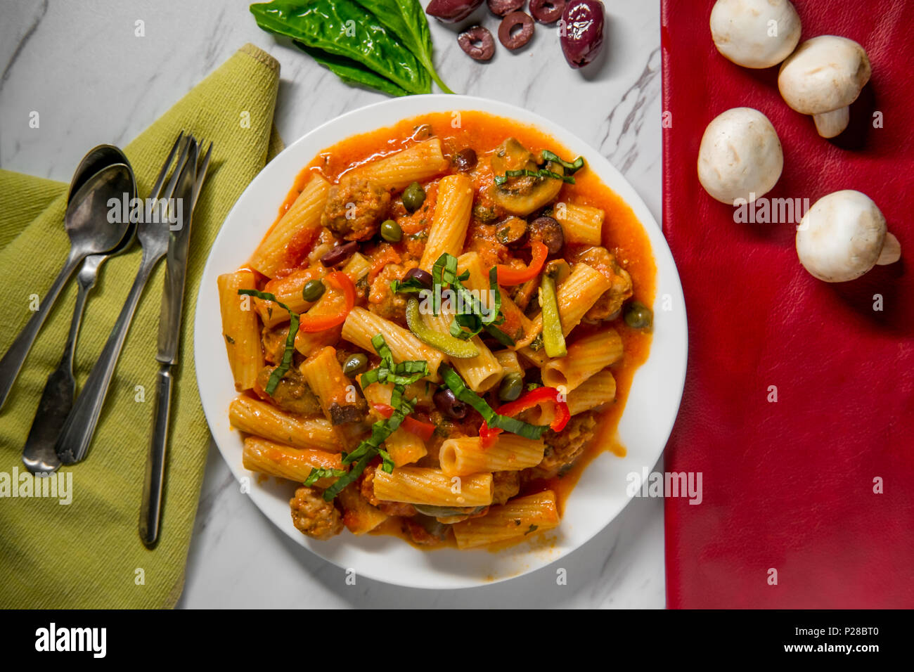 Rigatoni alla zingara with Italian pink vodka sauce sausage mushrooms