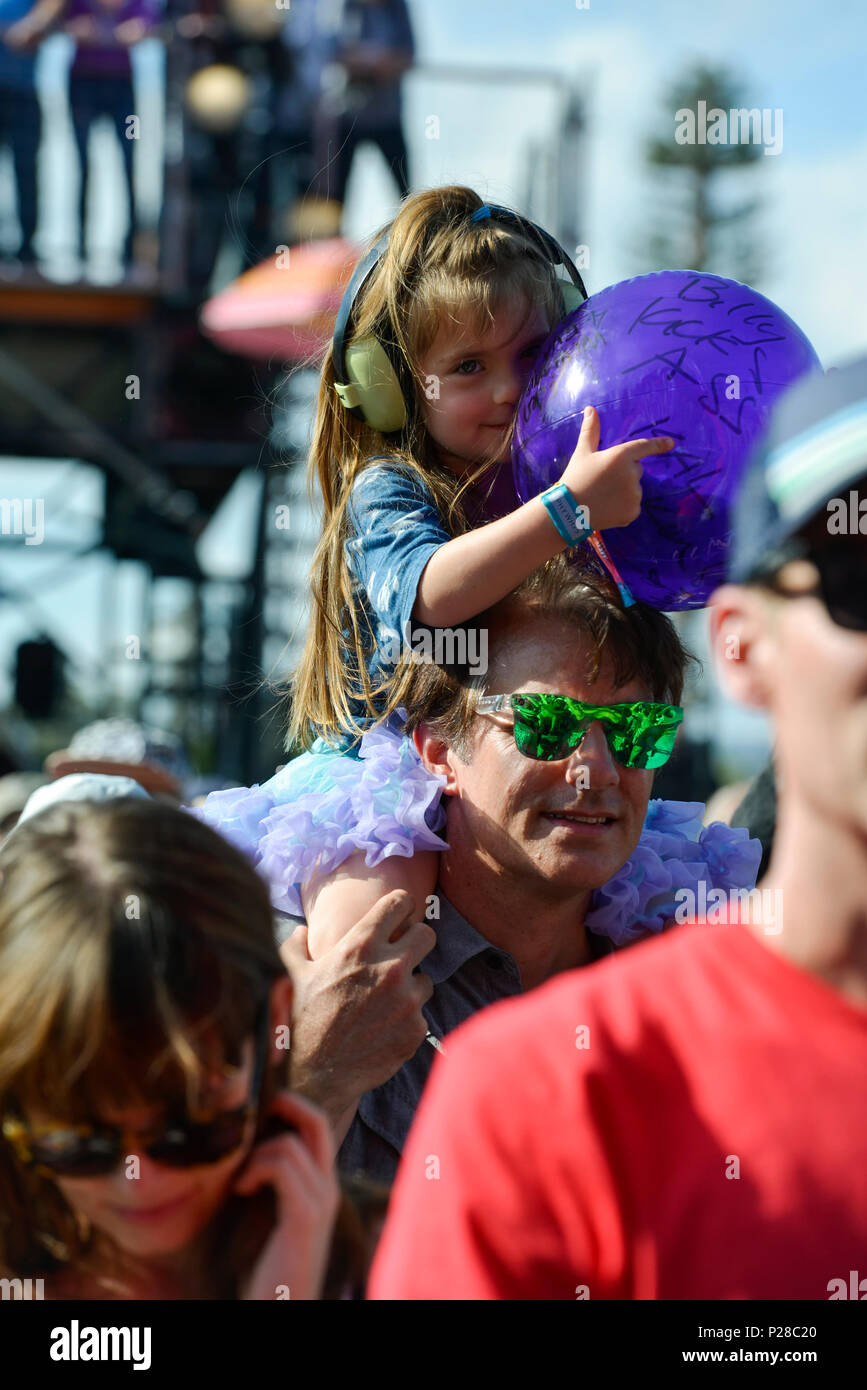 Napa Valley, California, May 26, 2018, Father and daughter at the 2018 BottleRock Music Festival in Napa California, Credit: Ken Howard/Alamy Stock Photo