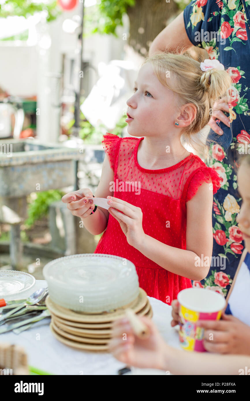 Birthday happy portrait of little girl outdoor Stock Photo - Alamy